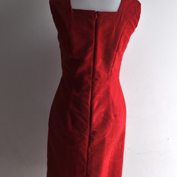 １点もの　赤い着物羽織リメイク　アイラインワンピース　 5枚目の画像