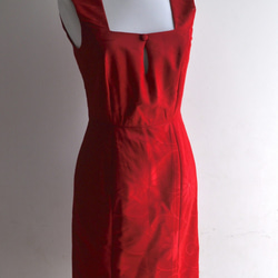 １点もの　赤い着物羽織リメイク　アイラインワンピース　 7枚目の画像