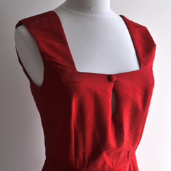 １点もの　赤い着物羽織リメイク　アイラインワンピース　 9枚目の画像