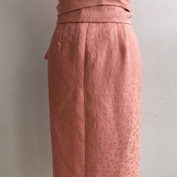 1点もの 着物リメイク　ピンク　シルク　カシュクールワンピース　着物ドレス　ミディ丈　ラップ 7枚目の画像
