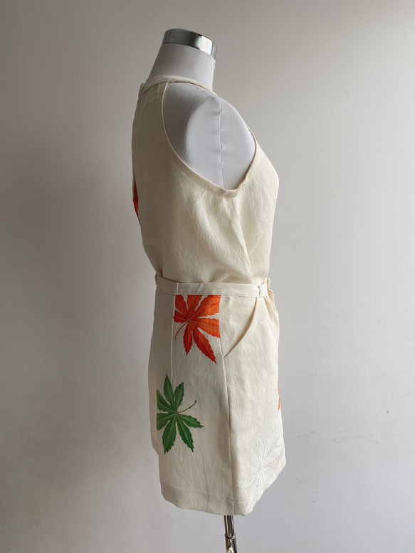 着物リメイク オフホワイト　楓柄　ショートパンツ 3枚目の画像