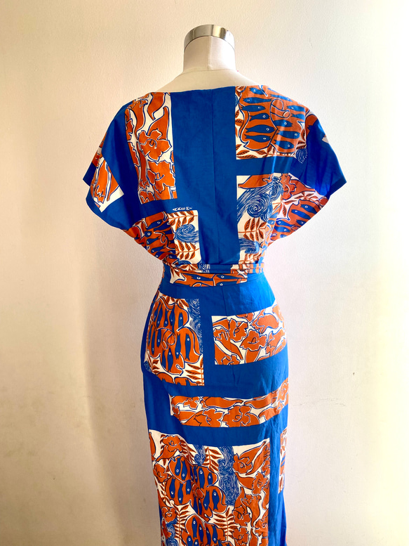 くまもとの伝統工芸　x creema コラボ作品　カシュクールワンピース　着物ドレス　ミディ丈　ラップ 3枚目の画像