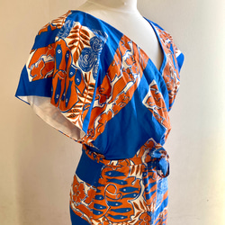 くまもとの伝統工芸　x creema コラボ作品　カシュクールワンピース　着物ドレス　ミディ丈　ラップ 5枚目の画像
