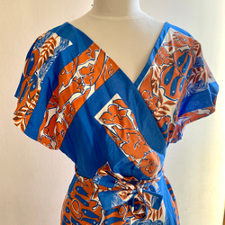 くまもとの伝統工芸　x creema コラボ作品　カシュクールワンピース　着物ドレス　ミディ丈　ラップ 7枚目の画像