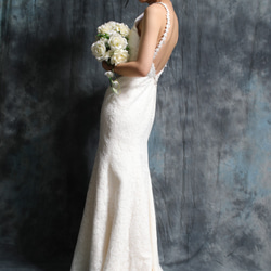 1点もの | コットンレース　フラワーモチーフ　マーメイド　ウェディングドレス　サンプルセール 5枚目の画像