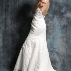 1点もの | コットンレース　フラワーモチーフ　マーメイド　ウェディングドレス　サンプルセール 6枚目の画像