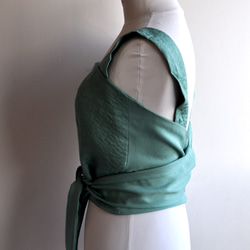 着物リメイク エメラルドグリーン　正絹着物で作った2wayビスチェ (S25) 6枚目の画像