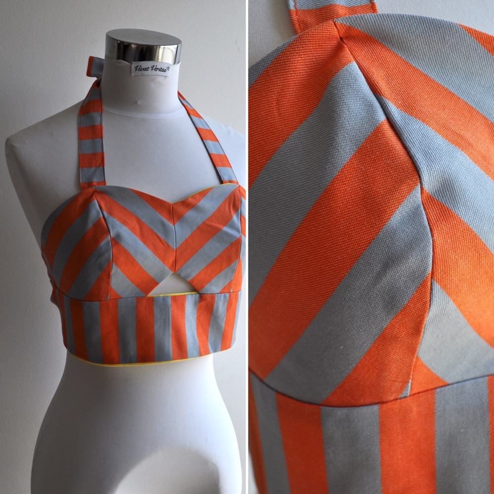 オレンジとグレーのボーダー　ピカブービスチェ