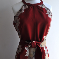 SALE ダークレッドローズ　マーメイドロングドレス　1点もの|着物リメイク ドレス　 5枚目の画像