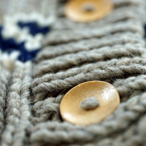 即納可】ウール・カウチンニットジャケット（N-410073-Lグレー