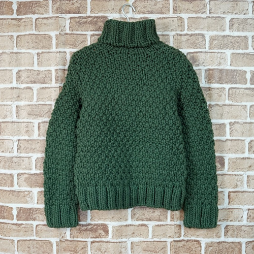 4838【美品】RRL ケーブルニット タートルネック　カーキ　ローゲージ　S 4838【美品】RRL ケーブルニット タートルネック カーキ ローゲージ S