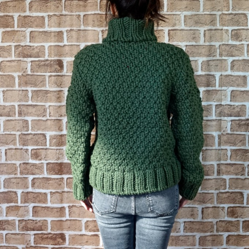 4838【美品】RRL ケーブルニット タートルネック　カーキ　ローゲージ　S 4838【美品】RRL ケーブルニット タートルネック カーキ ローゲージ S