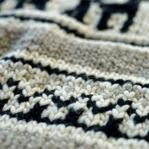 完売】アルパカ柄・編み込みニット（N-390061-グレー）・ウール