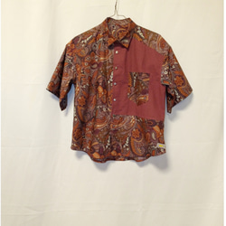 ペイズリー柄mixの半袖シャツ～（ワインレッド） シャツ teruteru70