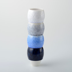 結晶がキラキラと花のように浮かぶカップ　花結晶（青）カップ　磁器 14枚目の画像