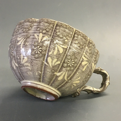 京焼　清水焼　紫彩華紋　竹華珈琲碗皿　陶楽　カップ&ソーサー 京焼・清水焼 森里陶楽 紫彩華紋珈琲碗皿 – SEIKADO