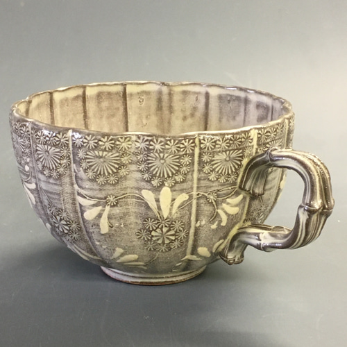 紫三島 竹華珈琲碗皿 ティーカップ 森里陶楽 通販 9158983｜Creema