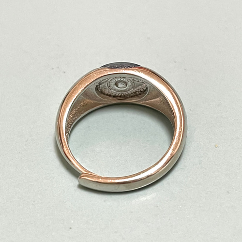 ヴィンテージガラスインタリオ ブルーアイ 眼のシルバーリング 指輪