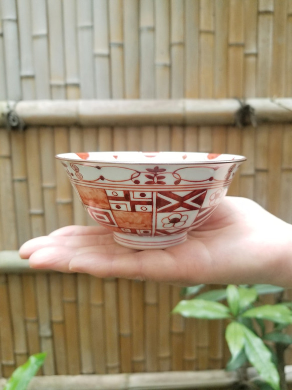 京焼清水焼】赤絵市松紋飯碗(小） 茶碗・めし碗 ganka 通販｜Creema 