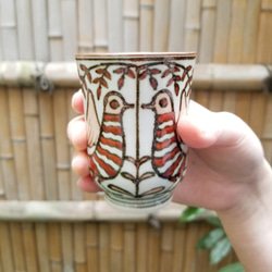 理兵衛　色絵　葵唐草紋　筒杯　湯呑　古京焼　古清水 理兵衛 色絵 葵唐草紋 筒杯 湯呑 古京焼 古清水