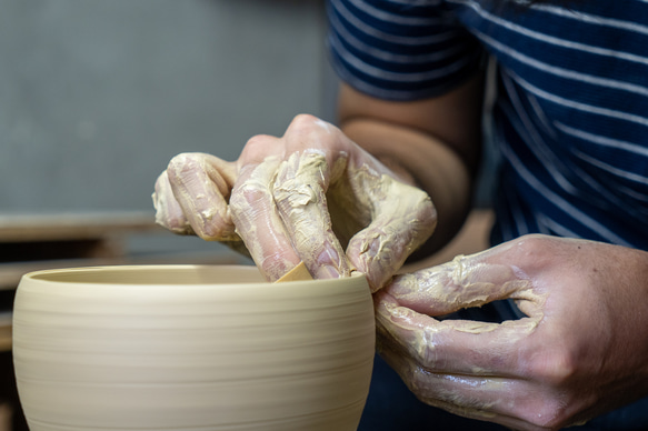 【京焼清水焼】鉄染鳥紋飯碗(大） 6枚目の画像