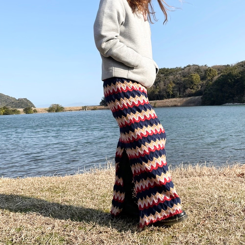 コットン100％ニット☆ミッソーニ風ニットロングスカート ロング 