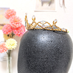 バレエ　ティアラ コンクール プリンセス　スワロフスキー　ゴールド　髪飾り 発表会 頭飾り バレエティアラ ヘッドピース 4枚目の画像