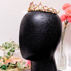 一点もの バレエ ティアラ ピンク ゴールド 発表会 コンクール　金平糖 ドルシネア 頭飾り 髪飾り 6枚目の画像