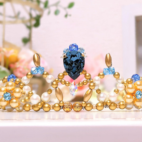 一点もの ベッドピース バレエティアラ 新作 花 ブルー ゴールド 
