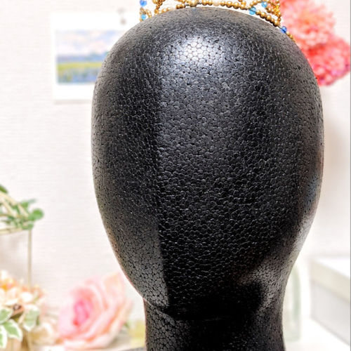 一点もの バレエティアラ ブルー ゴールド パール 発表会