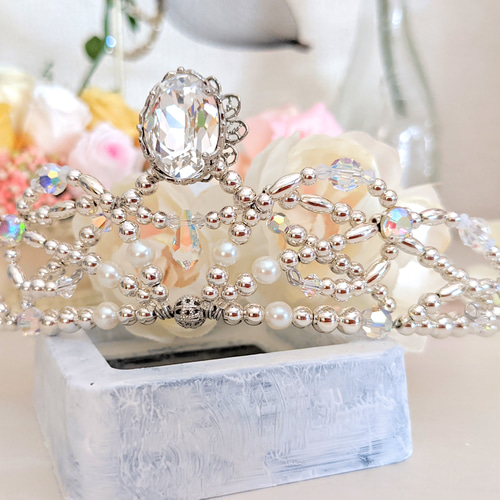 一点もの 新作 ヘッドピース スワロフスキー ティアラ シルバー ヘッド