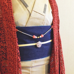 マグネットの羽織紐(ショール留め)-紺×水色- 9枚目の画像