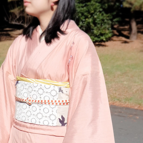 eco帯-鳥の刺繍とお花のレースの八寸名古屋帯- 和装小物（帯・半襟 