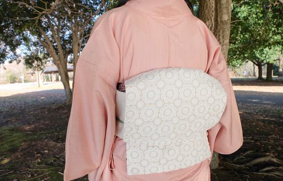 eco帯-お花レースの八寸名古屋帯- 3枚目の画像