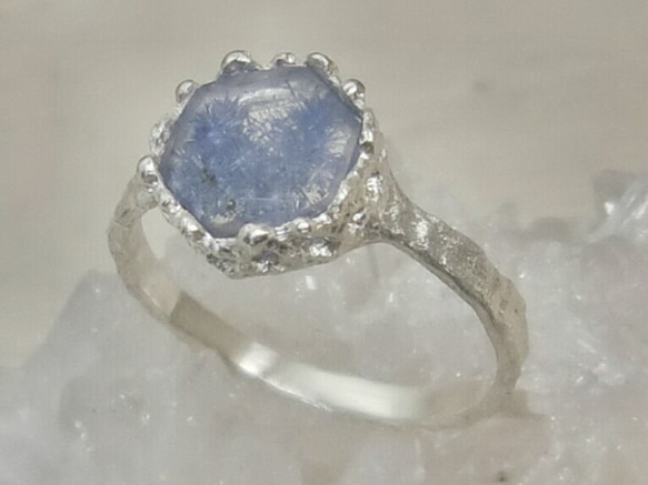 デュモルチェライトinクォーツ＊925 lace ring 1枚目の画像