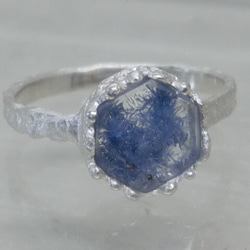 デュモルチェライトinクォーツ＊925 lace ring 2枚目の画像