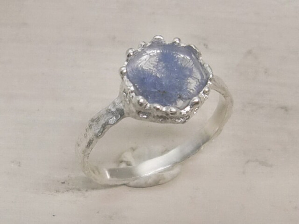 デュモルチェライトinクォーツ＊925 lace ring 6枚目の画像