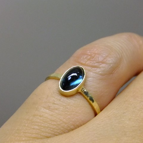 インディゴライトトルマリン＊アンティーク調K18リング 指輪