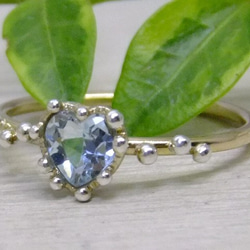 アクアマリン♡純銀粒々14kgf ring 1枚目の画像