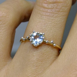 アクアマリン♡純銀粒々14kgf ring 3枚目の画像