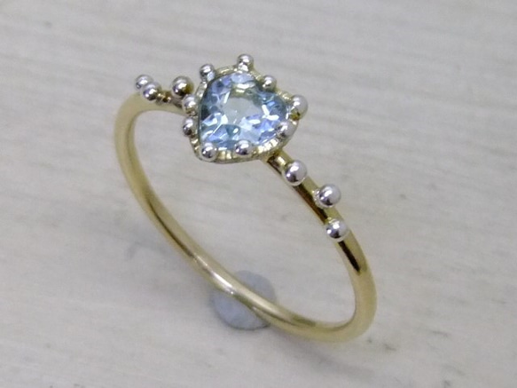 アクアマリン♡純銀粒々14kgf ring 4枚目の画像