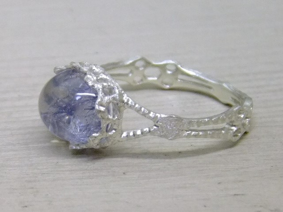 デュモルチェライトinクォーツ＊925 lace ring 5枚目の画像