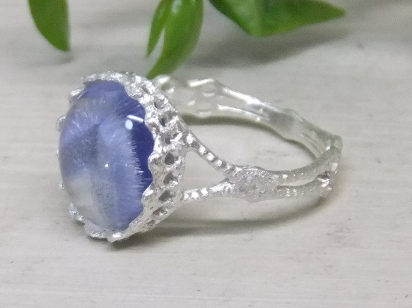 デュモルチェライトinクォーツ＊925 lace ring 5枚目の画像