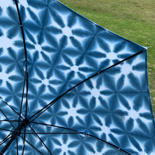 雪花絞り染めの日傘　藍染 藍手染め雪花絞りの日傘 雪花 傘・日傘 secca 通販 13988412