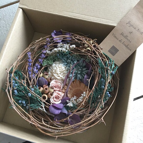 【魔女の棲む森～le nid d'oiseau～】ドライフラワー リース 鳥の巣 鳥の巣アレンジ「nid」0001 アートフラワー lesfavoris 通販 1549235