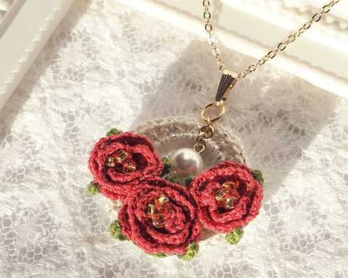 K14 ダイヤモンド クォーツ 薔薇 バラ ペンダントトップ