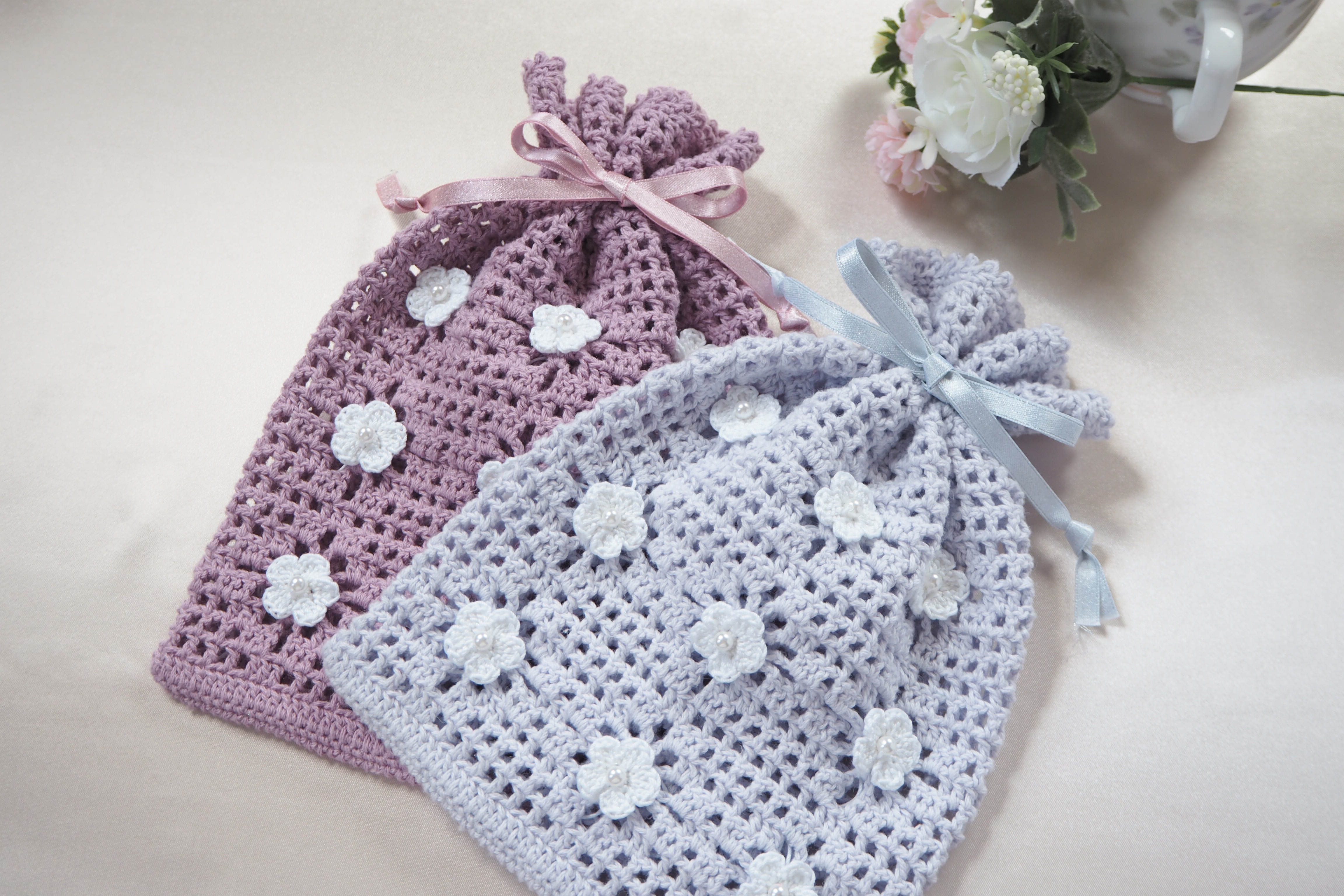 40枚 巾着ポーチ・アオザイ刺繍・手織り