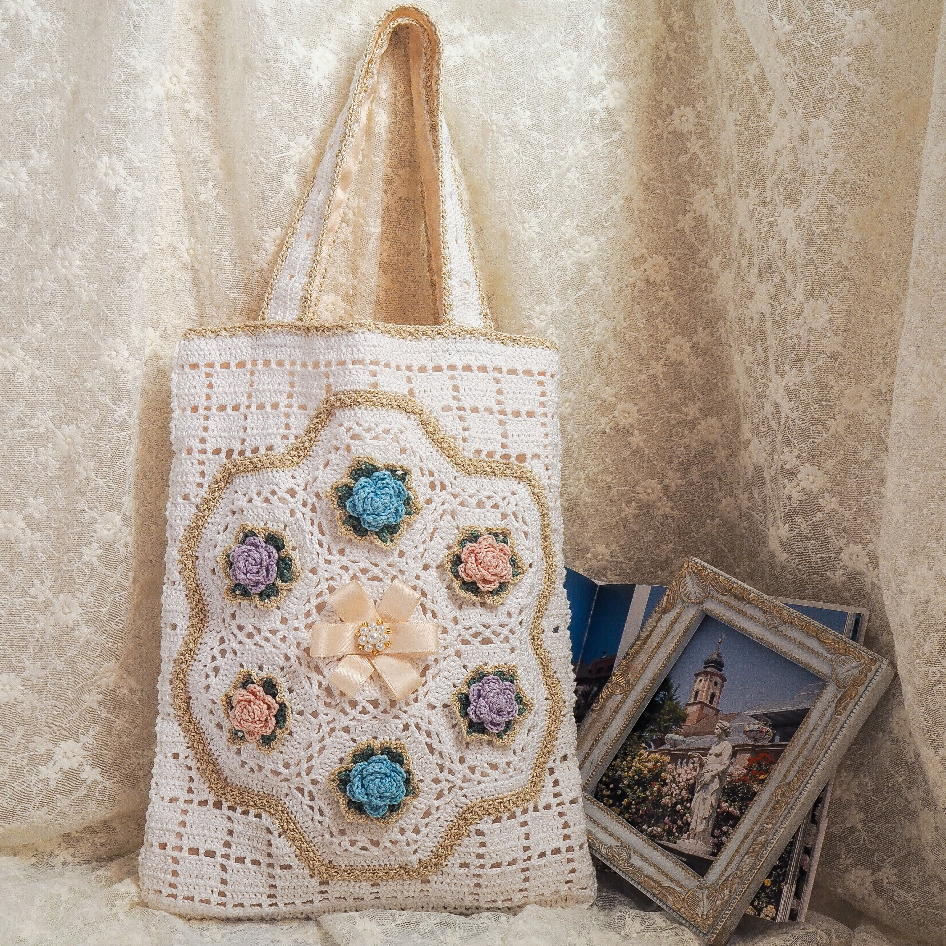 美しいバラモチーフ★MAHIYA★レザートート★Mayflower Bag Tote
