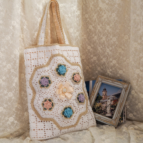 まんまのまんま　刺繍　手提げトート　新品タグ付き 樹氷ロマン 3Dロゴ刺繍トートバッグS | ヤマガタニューレトロ