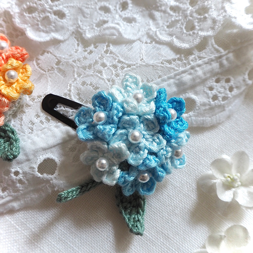 手刺繍ブローチ 紫陽花 フラワーデザインの通販 by MOS. shop